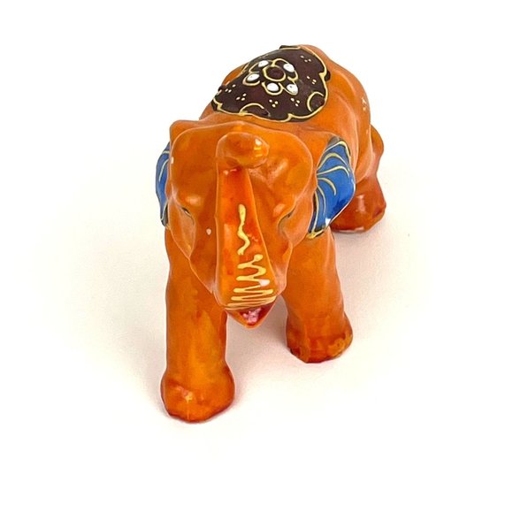 Vintage Japan Porcelain Elephant Figurine Orange Indian Elephant - Picture 4 of 7